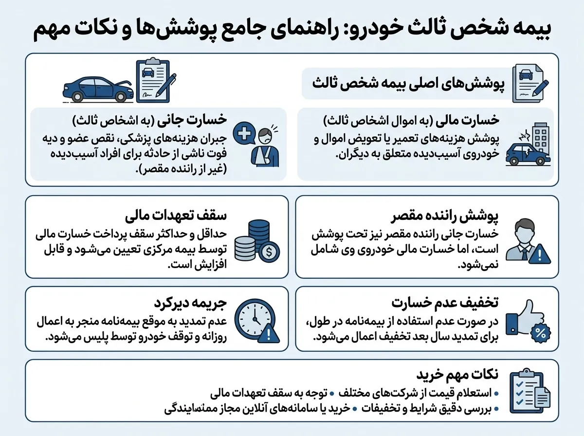 راهنمای پوششها و نکات مهم بیمه شخص ثالث